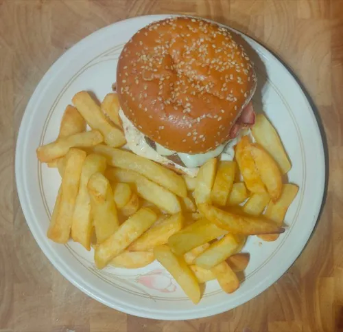 Burger and chips