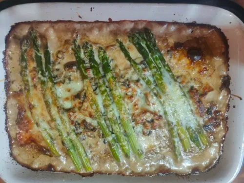 Chicken madeira with asparagus