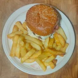 Burger and chips