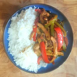 Pork with peppers and rice